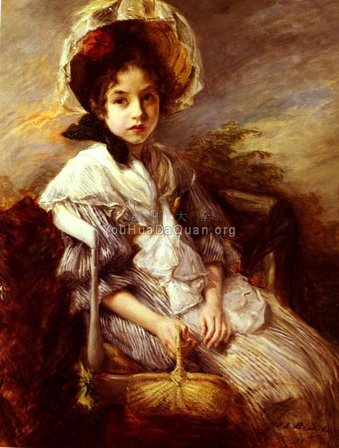 Portrait Of A Girl Seated In A Landscape - 雅克·埃米尔·布兰奇